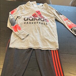 Adidas Gray Basketball Set with Red Accents
